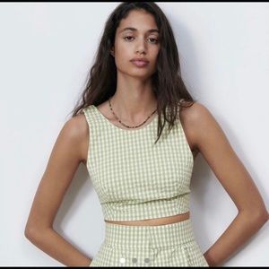 Zara Green Gingham Top